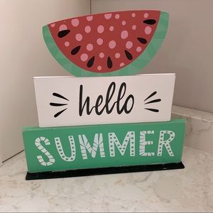 Hello Summer Wood Watermelon Sign